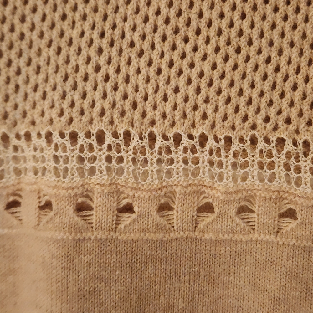 One Grey Day Pullover Open Knit Crewneck Sweater In Tan Size XS - Picture 8 of 12